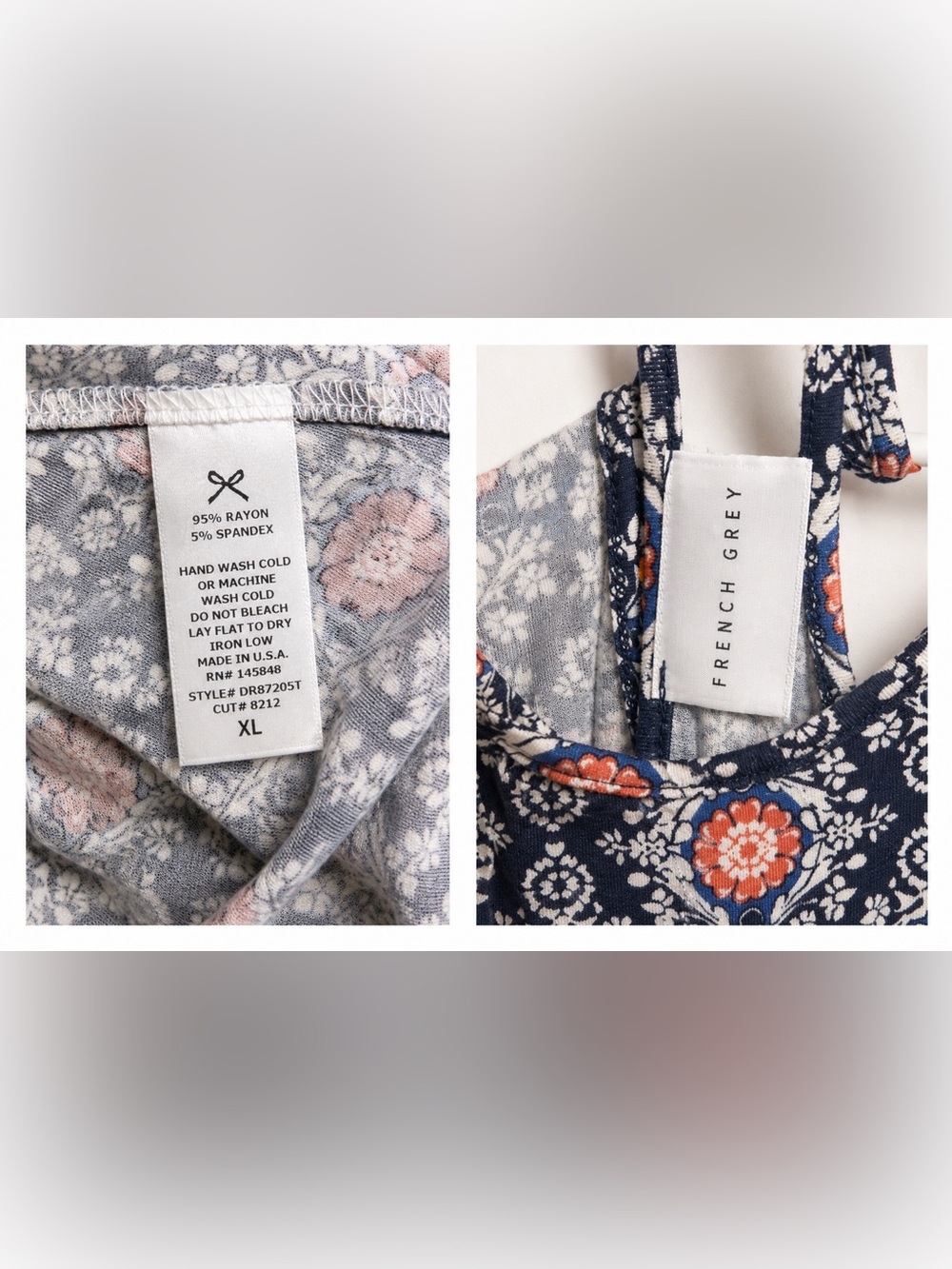 🌴NWOT French Grey Navy Floral Maxi Dress | Fits Like Large | Resortwea - Picture 3 of 3